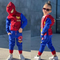 Compleuri-treninguri copii  - Trening cu Spiderman baieti 3piese 1985 negru rosu 2-8ani