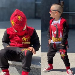 Compleuri-treninguri copii  - Trening cu Spiderman baieti 3piese 1985 albastru rosu 2-8ani