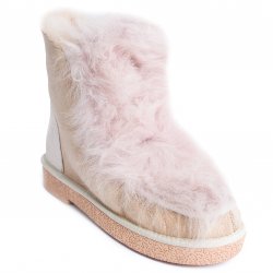 Ugg-uri copii  - Ugg-uri fete din piele cu blana 19068 bej 35-41
