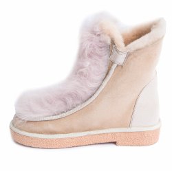 Ugg-uri copii  - Ugg-uri fete din piele cu blana 19068 bej 35-41
