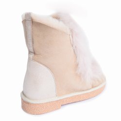 Ugg-uri copii  - Ugg-uri fete din piele cu blana 19068 bej 35-41