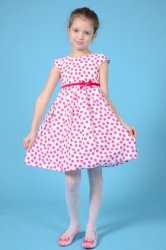 Rochii fete  - Rochita fete 1284 alba cu buline roz