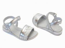 Sandale copii  - Sandale fete Pj Shoes Iris alb argintiu