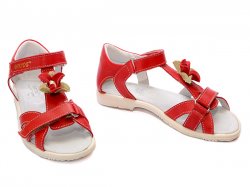 Sandale copii  - Sandale fete din piele hokide 309 rosu