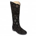 Cizme de vara dama perforate laser piele intoara 26N negru stea 34-41
