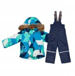 Costum de schi copii 7741 blu alb turcoaz 74-104