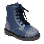 Ghete baieti din piele cu blana Kity blu gri 19-30