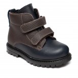Ghete copii din piele cu blana si talonet AV733 blu maro 18-30