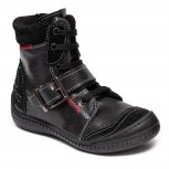 Ghete copii din piele cu blanita pj shoes Roma negru 24-36