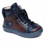 Ghete copii din piele cu talonet AV377 blu maro crocro 19-30