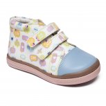 Ghete copii din piele cu talonet AV765 alb albastru scris 18-30