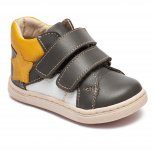 Ghete copii din piele cu talonet hokide 442 gri alb galben 18-25