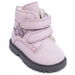 Ghete fete din piele cu blana AV733 roz 19-34