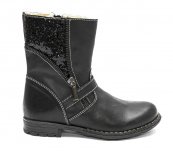 Ghete fete imblanite de iarna hokide 368 negru gliter 28-37