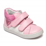 Ghete hokide fete din piele cu talonet 442 roz alb F 18-25