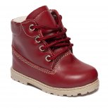 Ghetute copii flexibile din piele cu blanita naturala 810 bordo siret 18-27