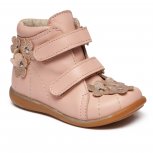 Ghetute fete din piele cu talonet 382 roz flori 18-25
