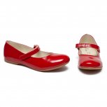Pantofi balerini fete din piele pj shoes Lola rosu lac 27-36