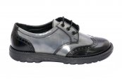 Pantofi copii scoala pj shoes Frigerio brush gri negru 31-38