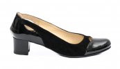 Pantofi cu toc mic dama 219.9 negru velur lac 34-40