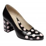 Pantofi dama cu toc 7 cm din piele 544.1 negru roz 33-40