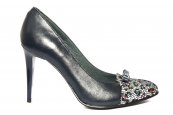 Pantofi dama piele cu toc 040.4 blu fundita 34-41