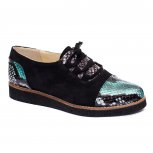 Pantofi fete din piele 026s1 negru croco verde 34-41