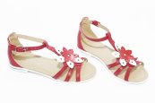 Sandale copii piele 1318 rosu alb