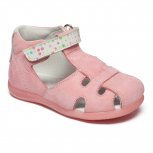 Sandale fete din piele cu talonet AV38 roz alb buline 17-30