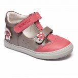 Sandale fete hokide din piele cu talonet 386 roz gri 18-25