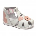 Sandale fete inalte pe glezna cu talonet hokide 77 alb roz 18-24