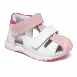 Sandalute fete din piele cu talonet hokide 186 roz alb 18-25