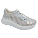 Sneakers fete cu talpa inalta piele 2025 bej arg 35-40