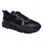 Sneakers fete cu talpa inalta piele 2026 negru 35-40
